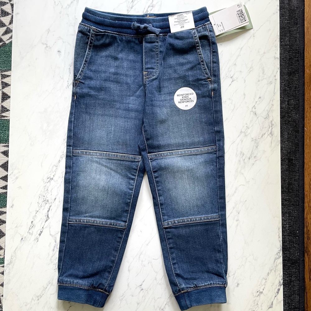 NWT H&M Boys 5T Moto-Style PullOn Jogger Jean with Elastic Cuffs & Waisband